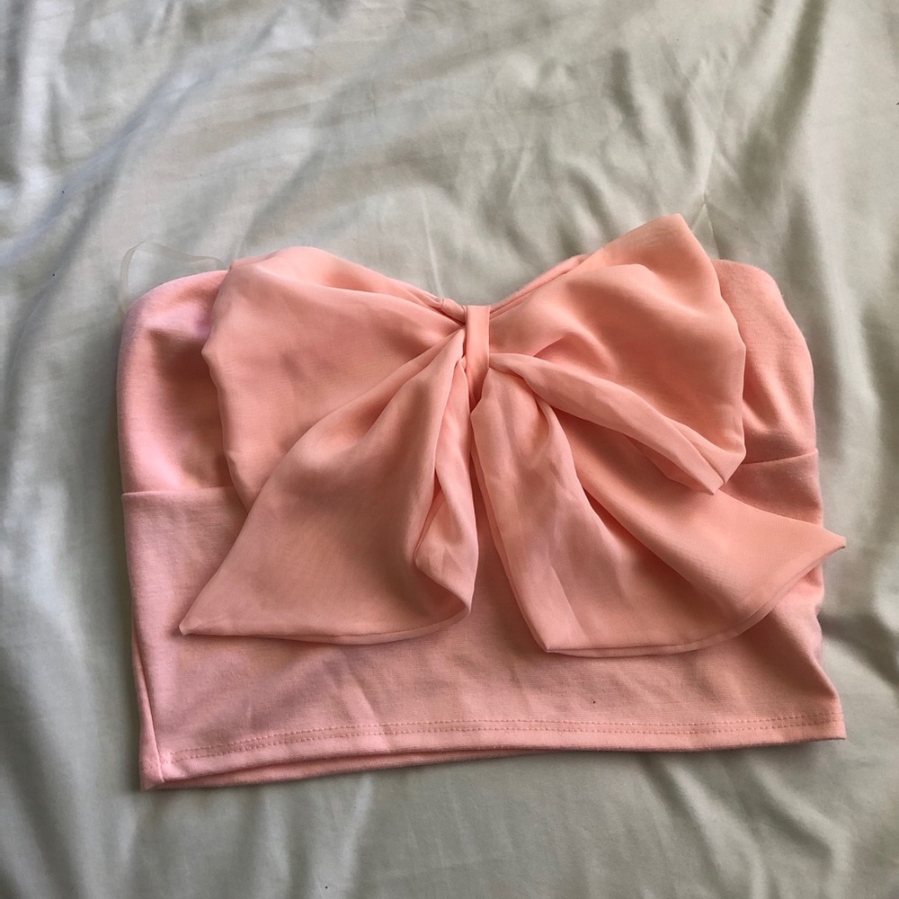 Pink Strapless Bow Top